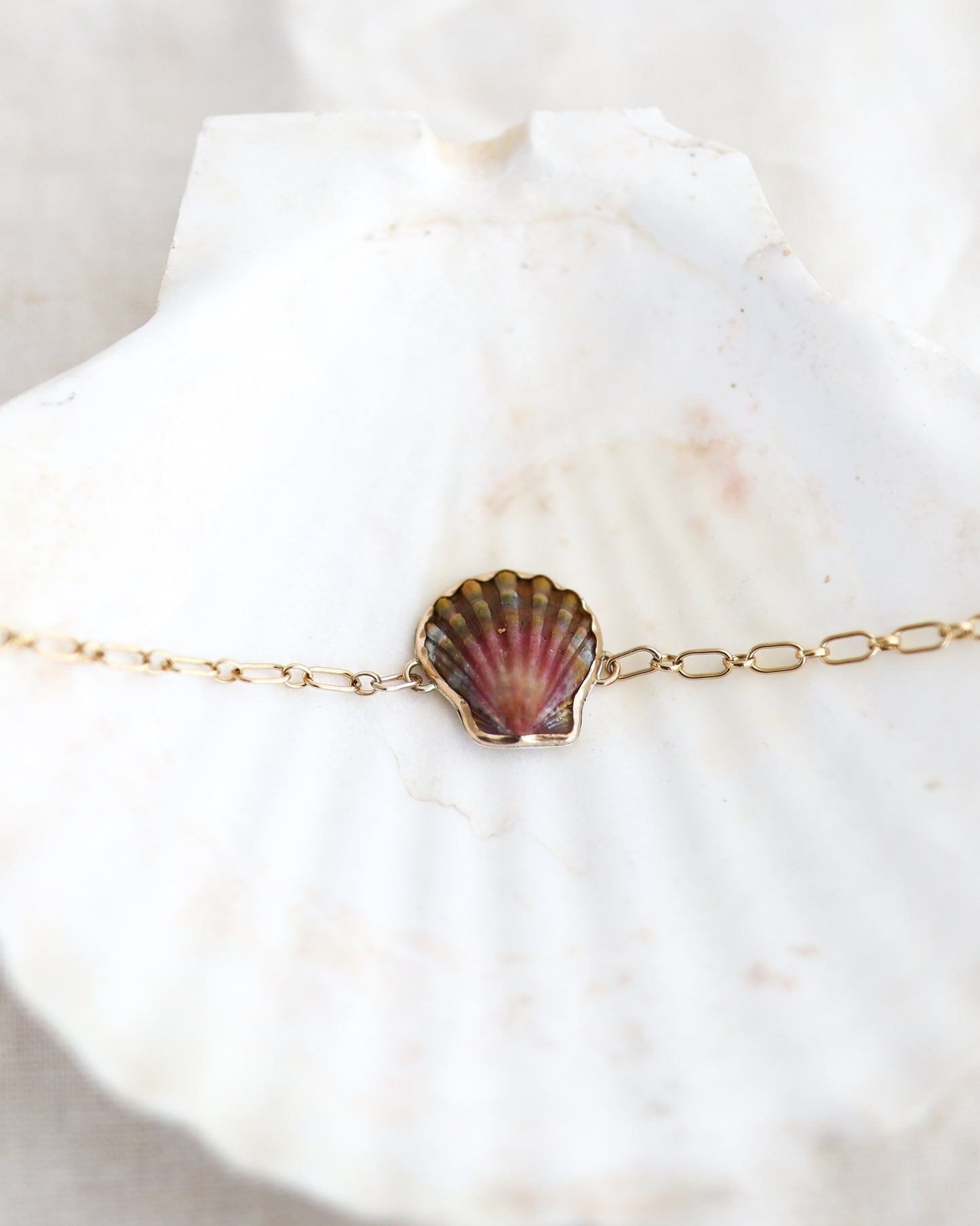 Gold Sunrise Shell Chain Cuff