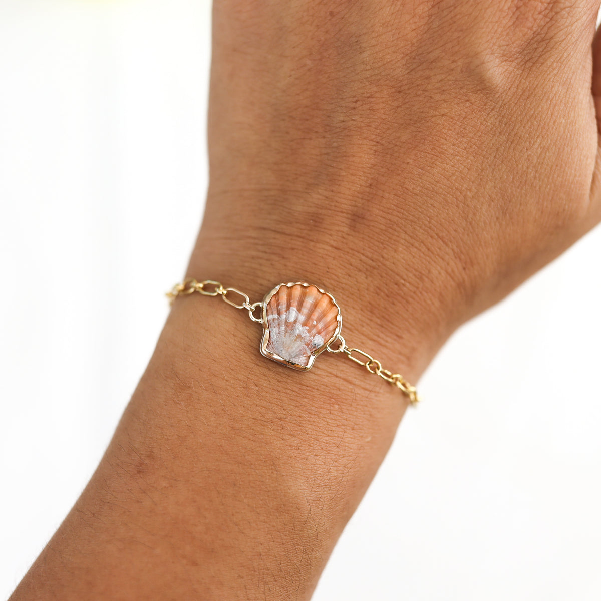 Gold Sunrise Shell Chain Cuff