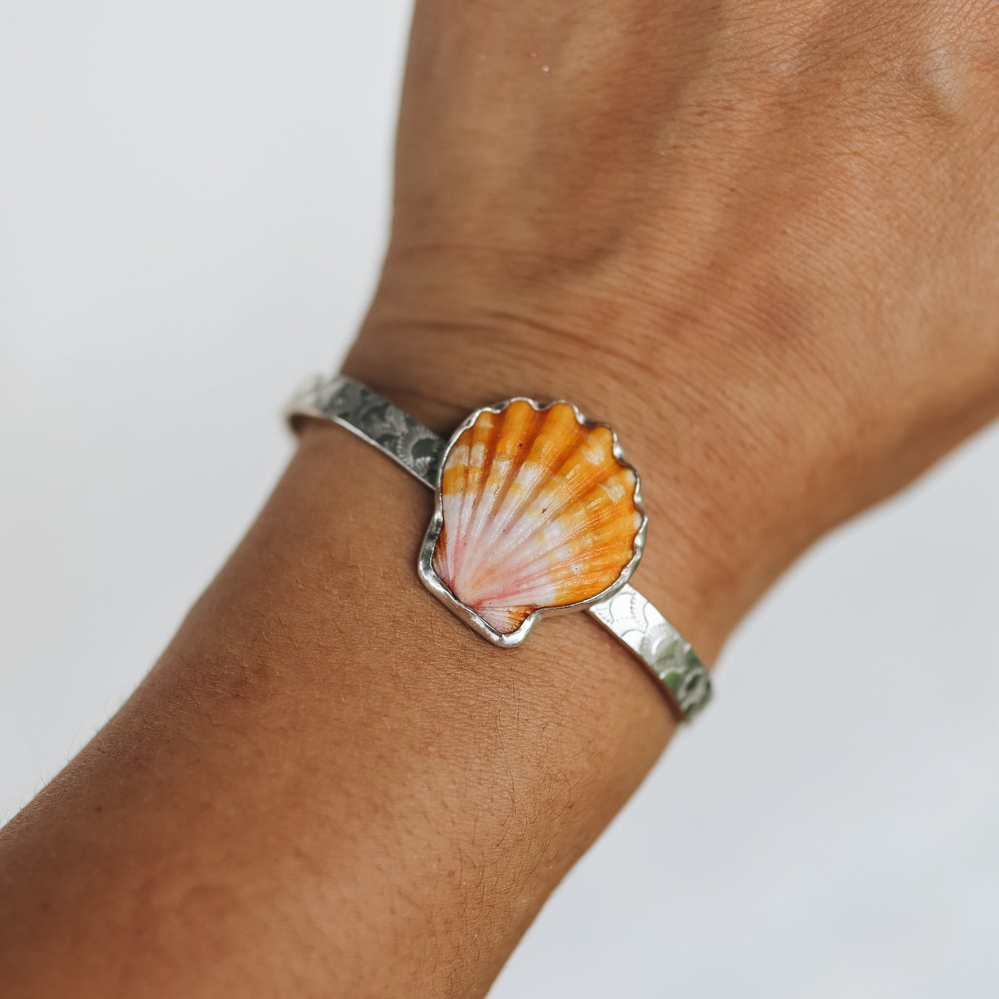 Silver Sunrise Shell Mermaid Cuff