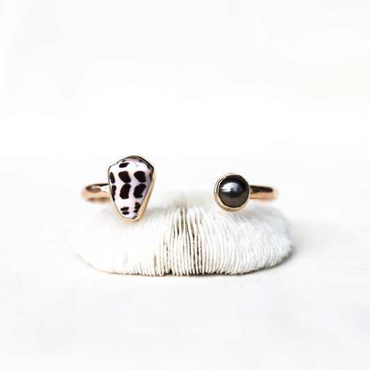 Gold Hebrew Cone and Tahitian Pearl Cuff