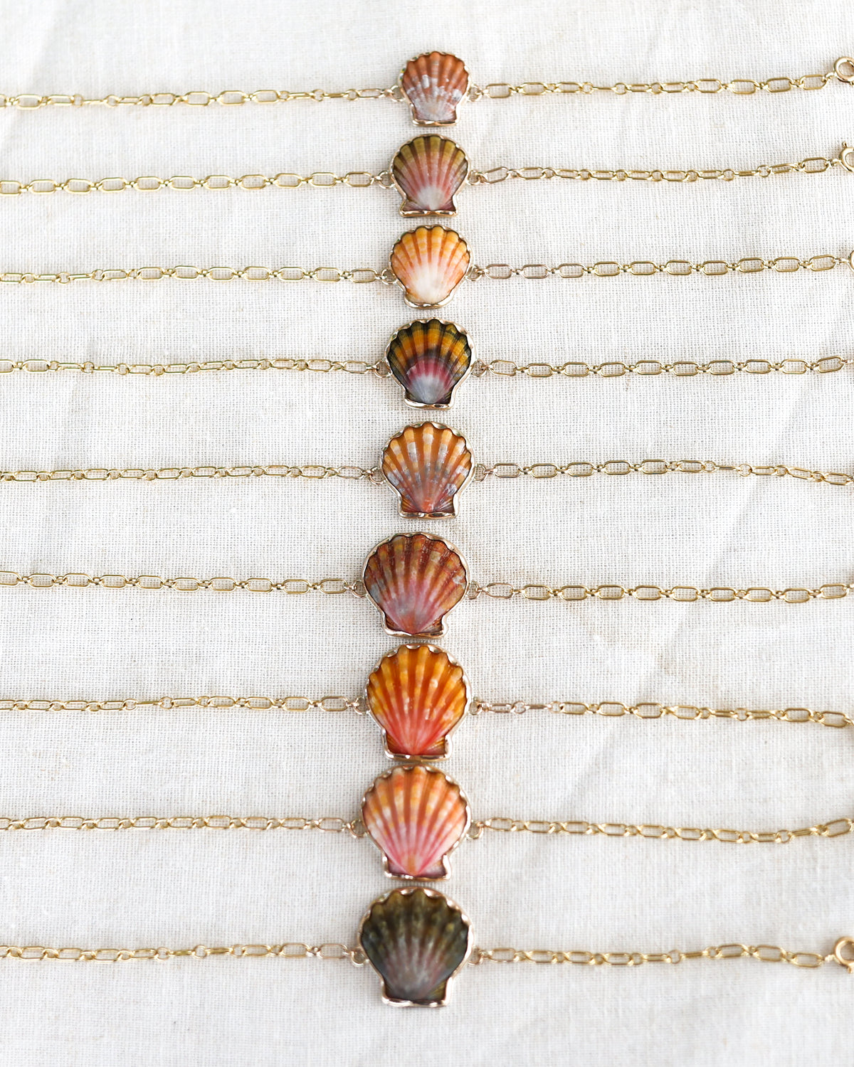Gold Sunrise Shell Chain Cuff
