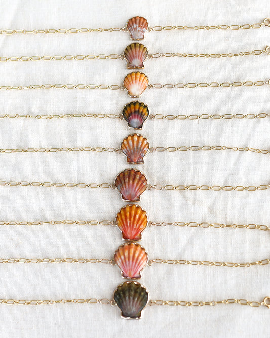 Gold Sunrise Shell Chain Cuff