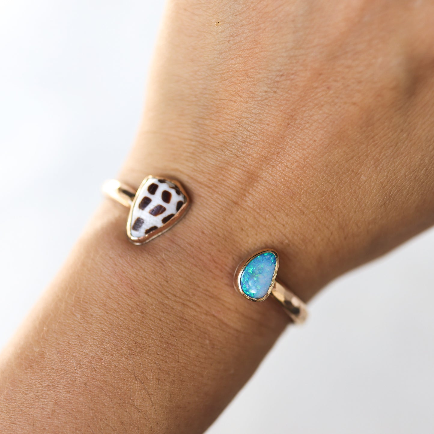 Gold Hebrew Cone And Australian Opal Cuff