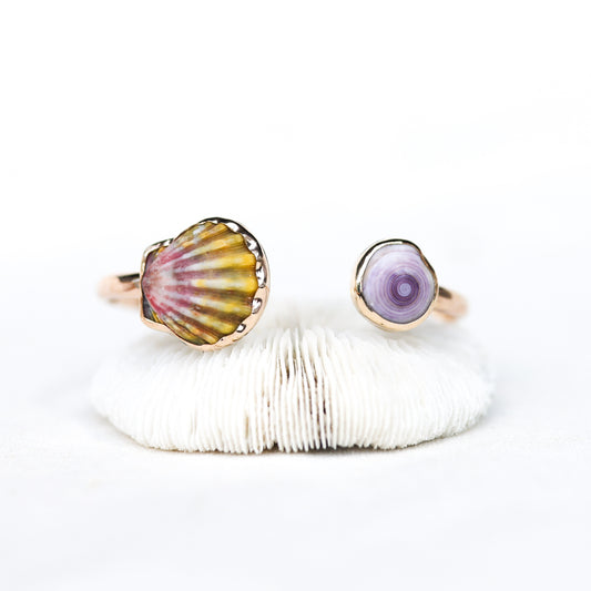 Gold Sunrise Shell and Puka Shell Cuff