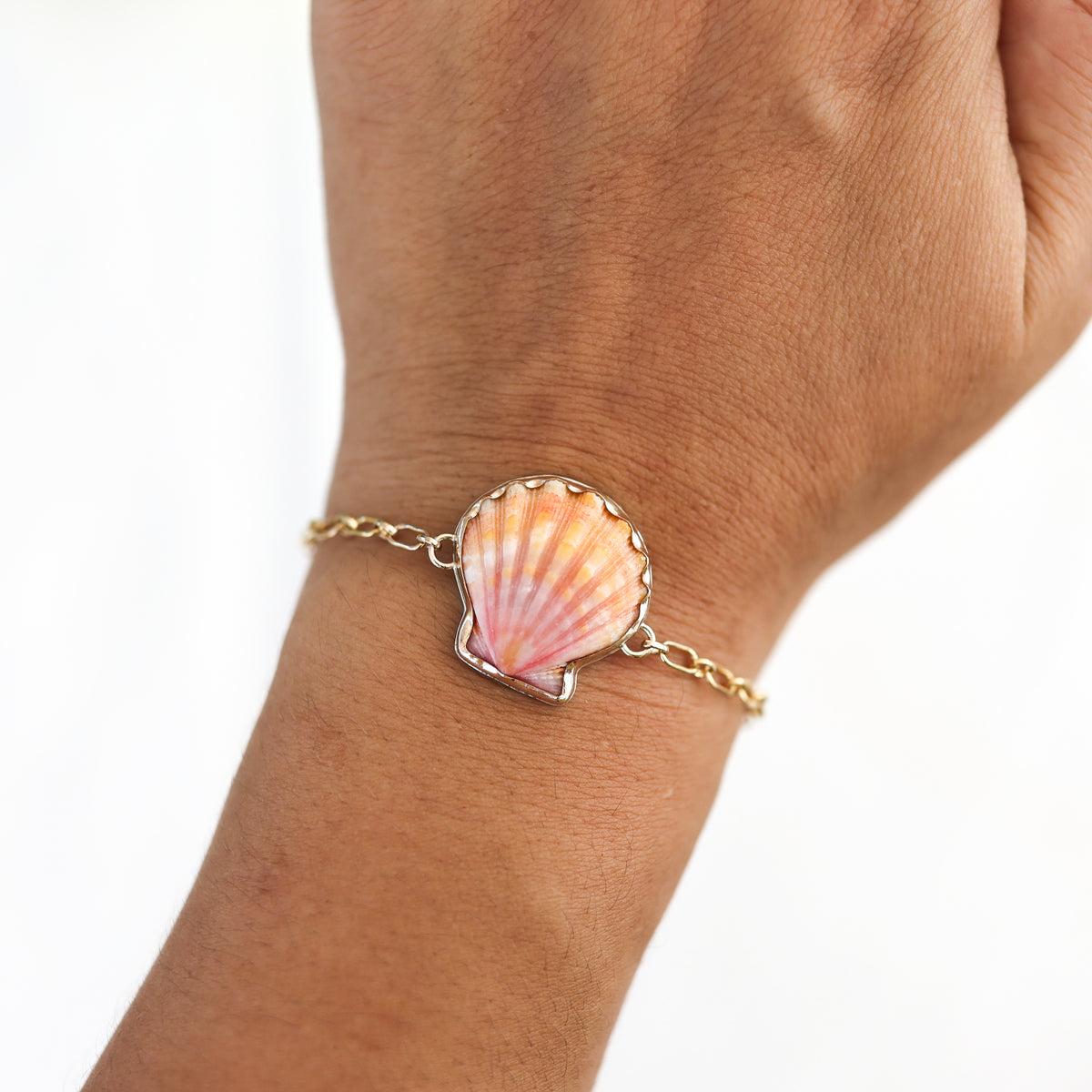 Gold Sunrise Shell Chain Cuff