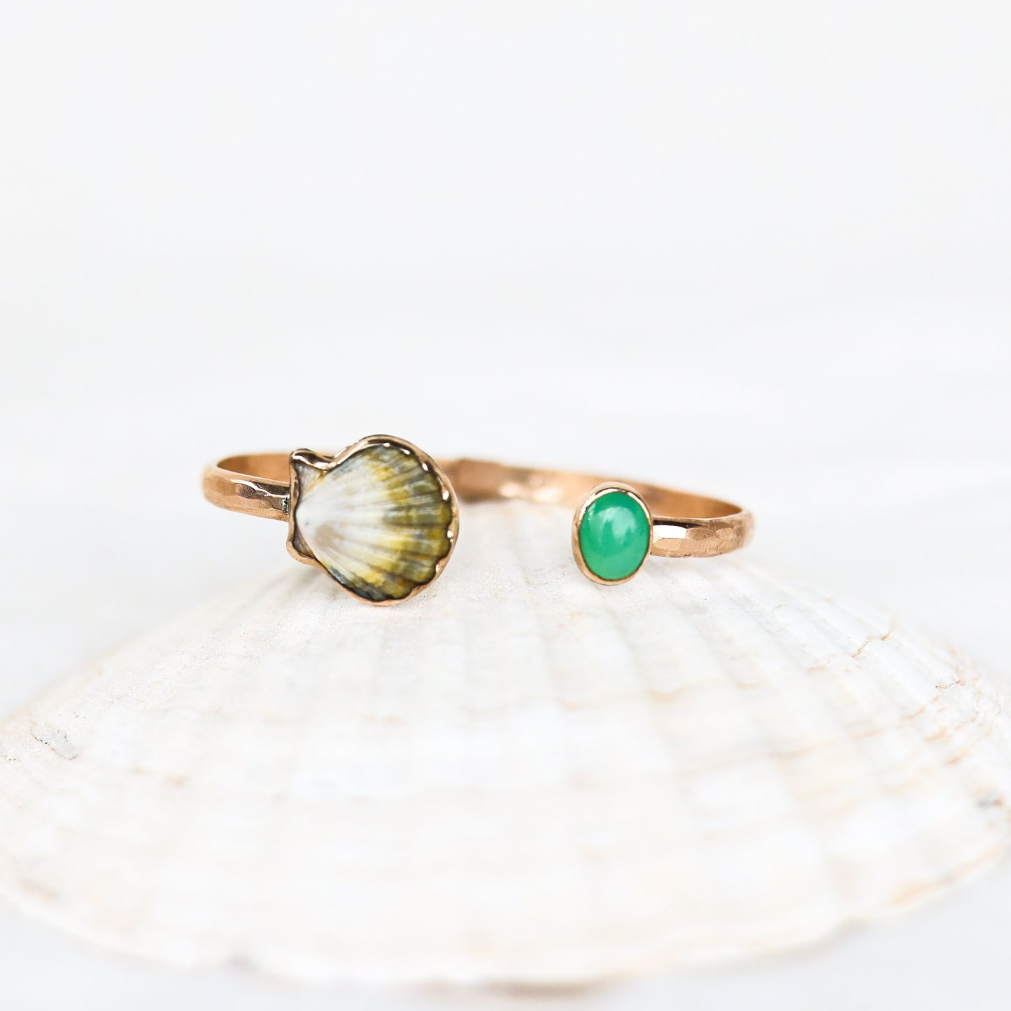 Gold Moonrise Shell and Jade Cuff
