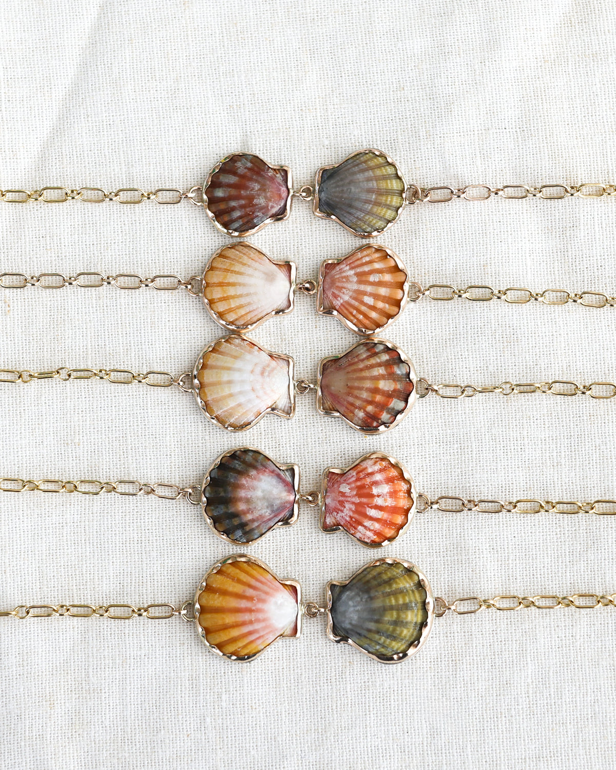 Gold Double Sunrise Shell Chain Cuff