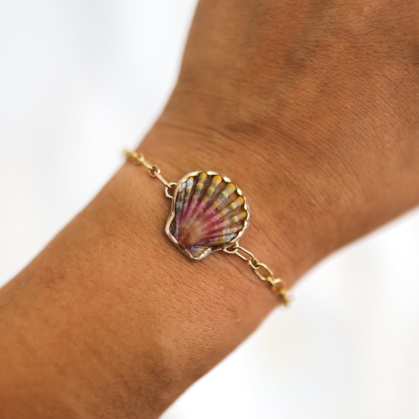 Gold Sunrise Shell Chain Cuff