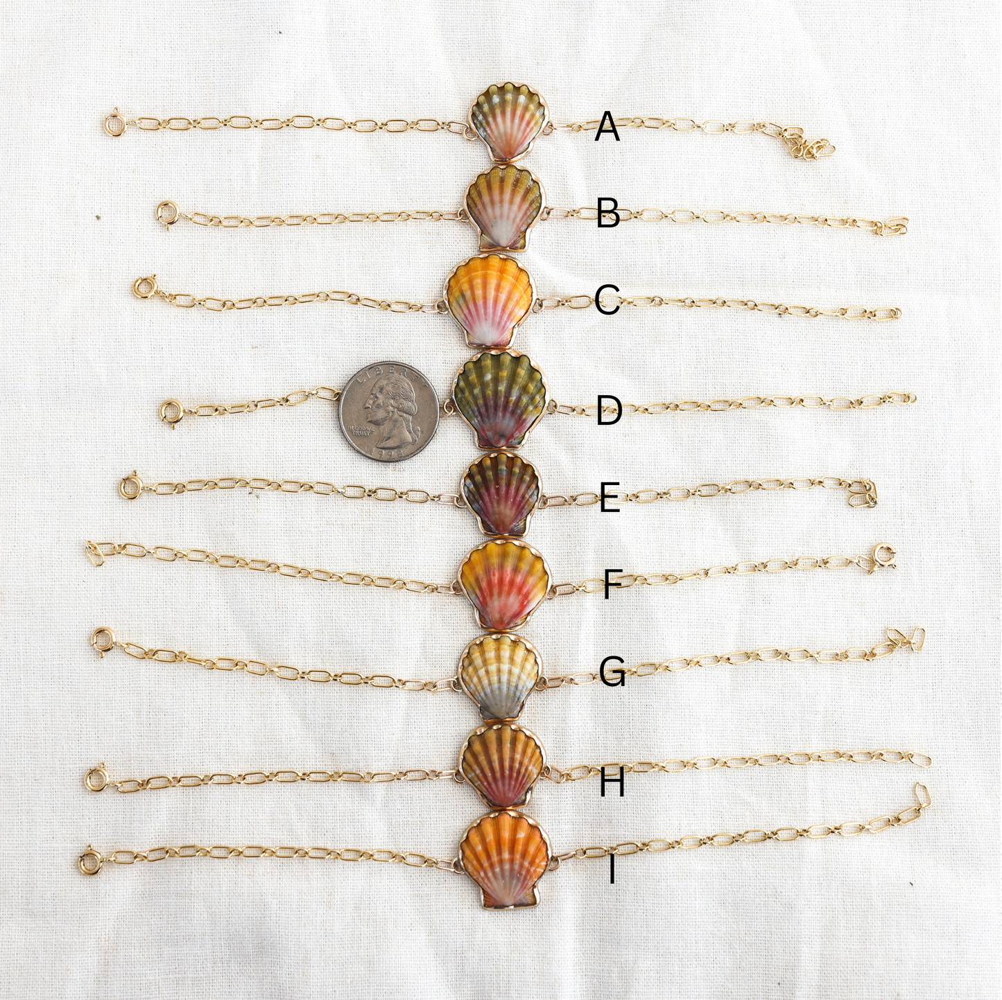 Gold Sunrise Shell Chain Cuff