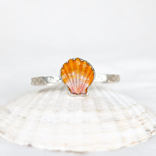 Silver Sunrise Shell Mermaid Cuff