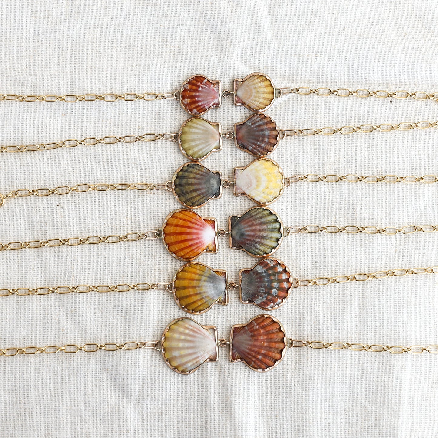 Gold Double Sunrise Shell Chain Cuff