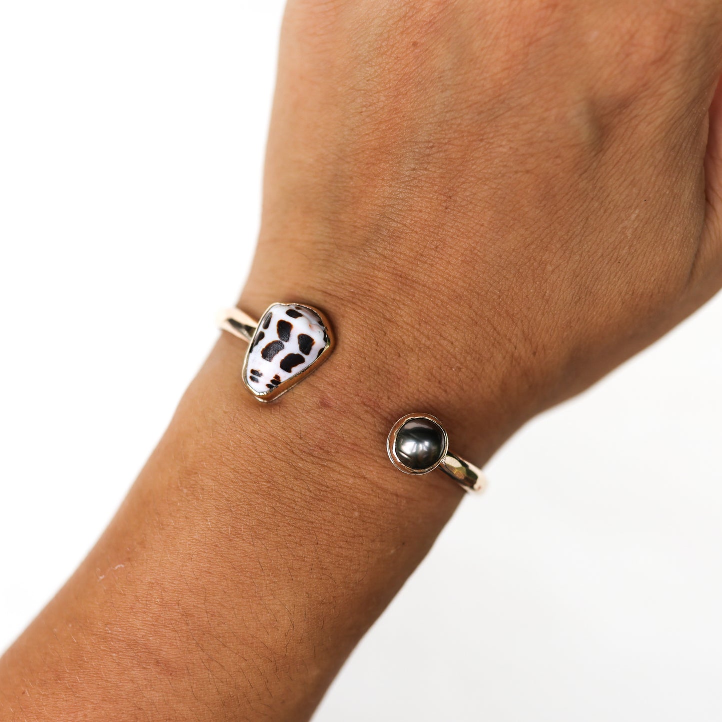 Gold Hebrew Cone and Tahitian Pearl Cuff
