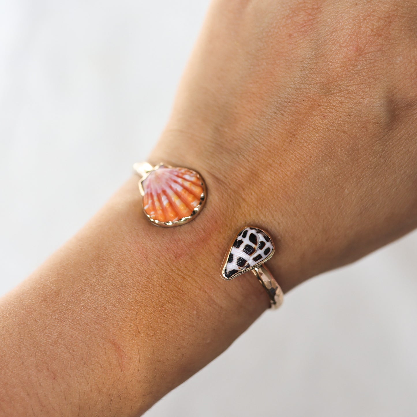 Gold Sunrise Shell and Hebrew Cuff