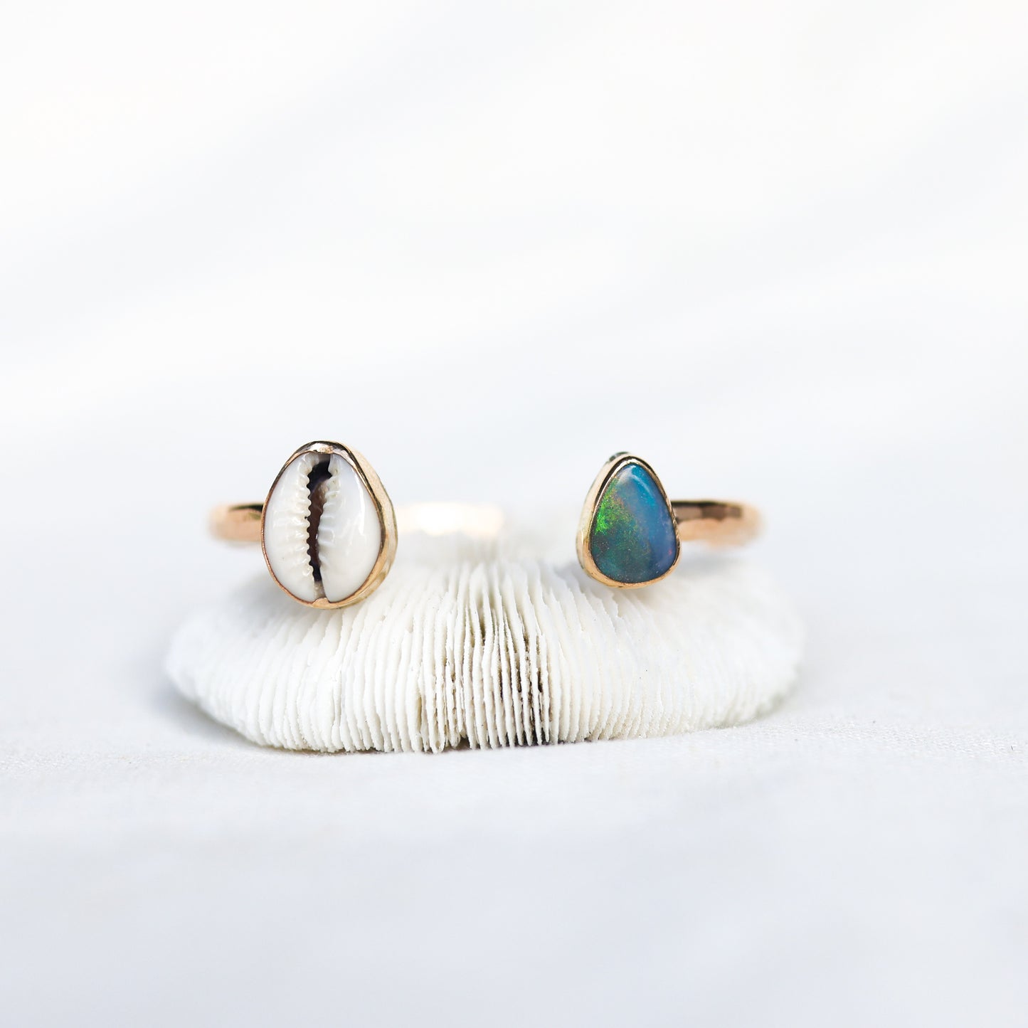 Gold Cowrie and Opal Cuff