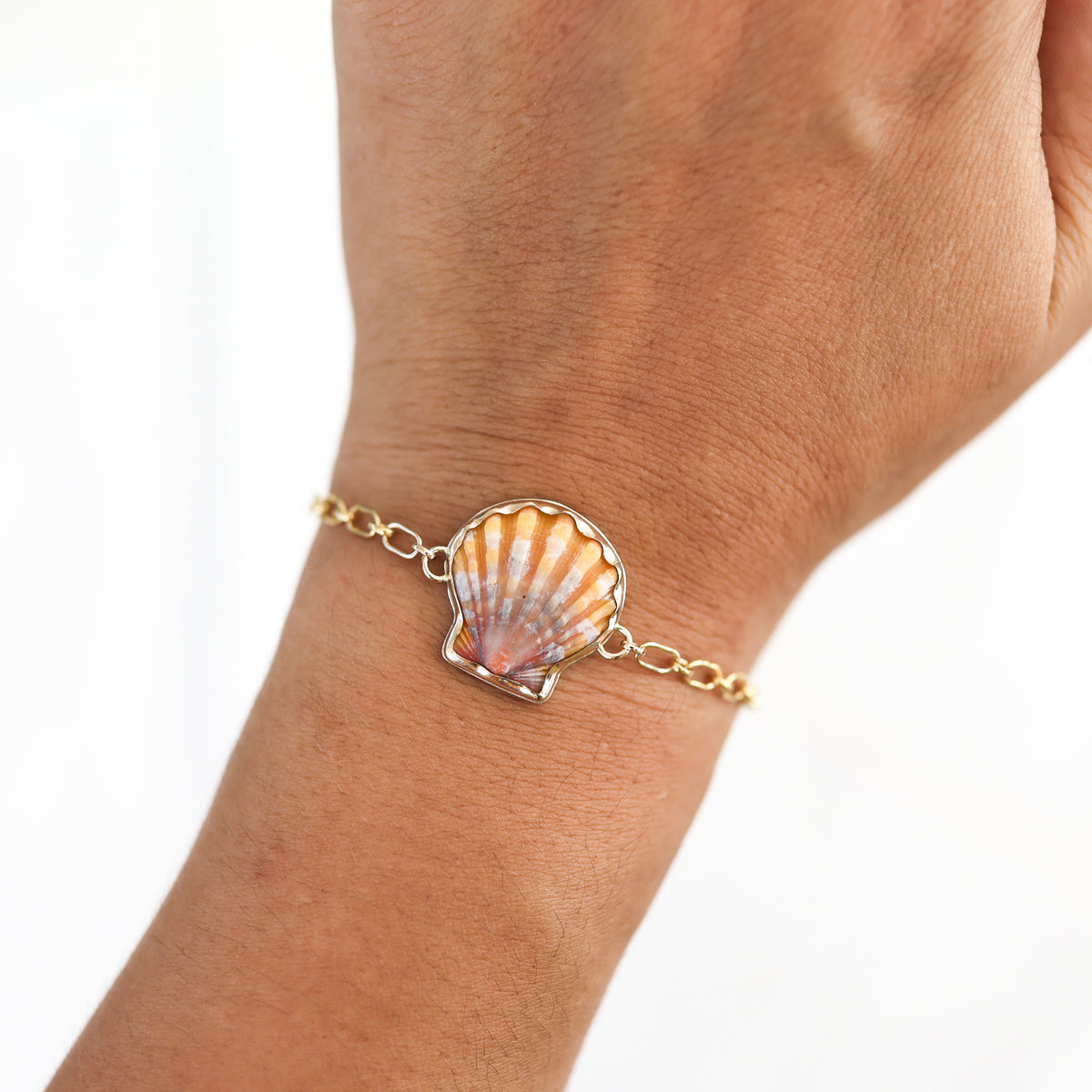 Gold Sunrise Shell Chain Cuff