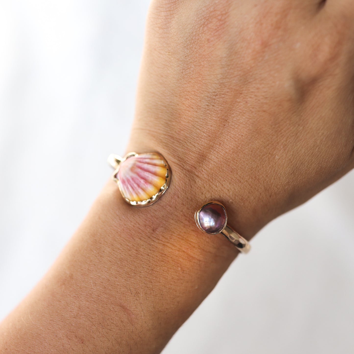 Gold Sunrise Shell and Pink Edison Pearl