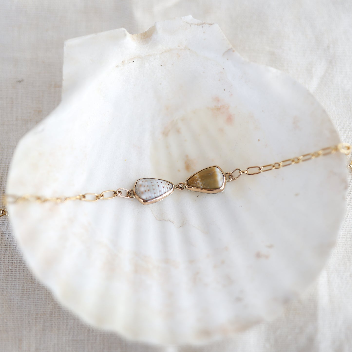 Gold Cone Shell Chain Bracelets