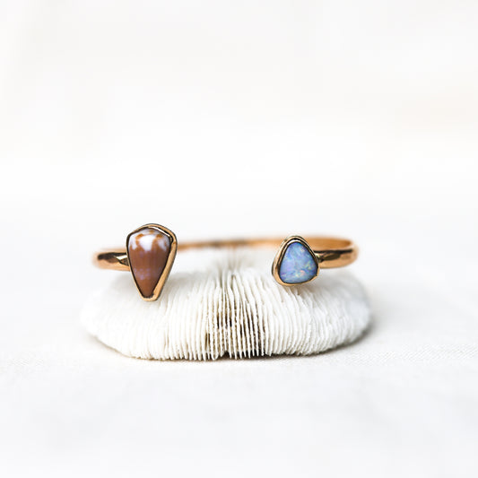 Gold Flag Cone Shell and Australian Opal