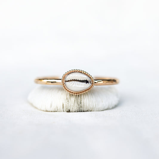 Gold Beaded Cowrie Cuff