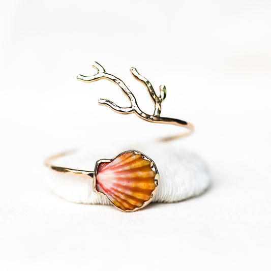 Gold Coral Branch Cuff