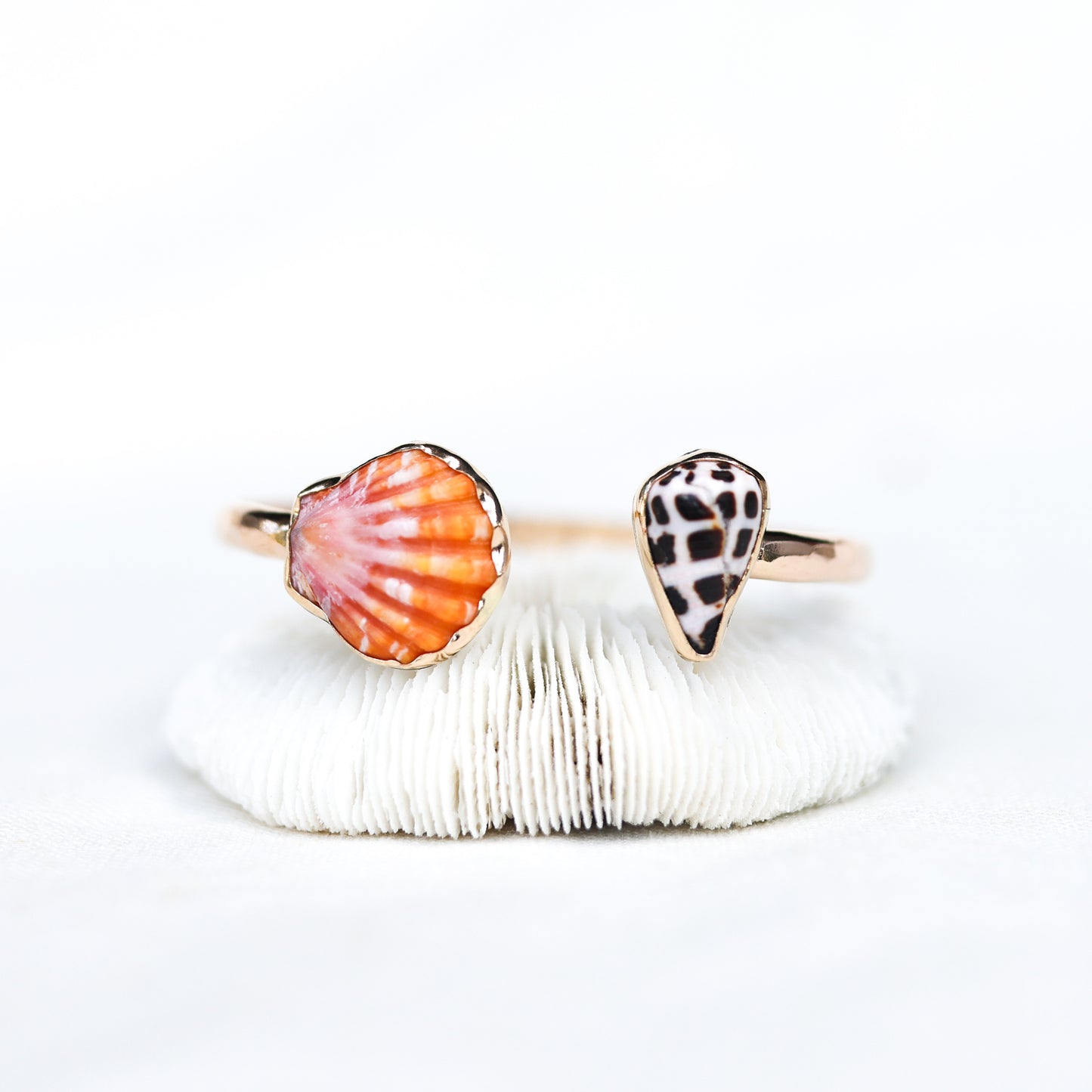 Gold Sunrise Shell and Hebrew Cuff