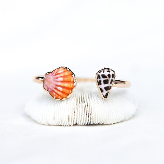 Gold Sunrise Shell and Hebrew Cuff