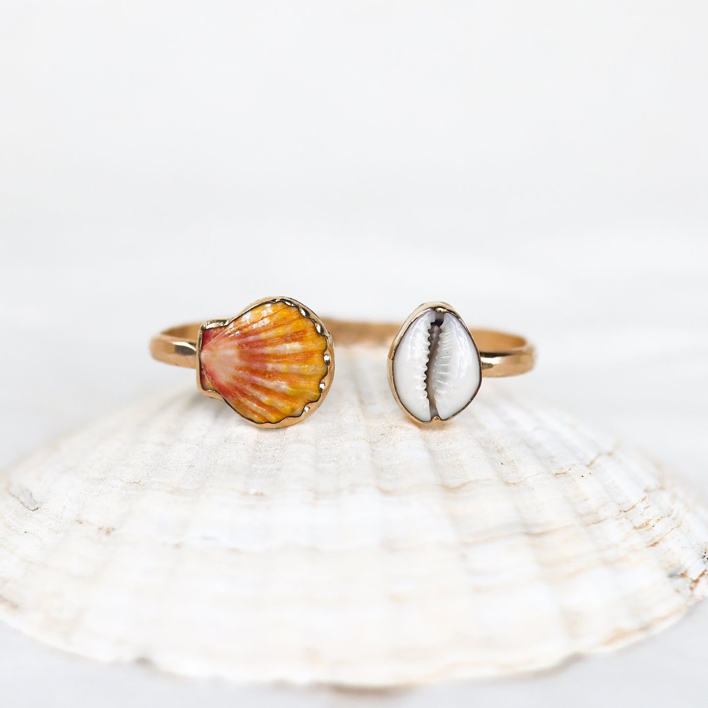 Gold Sunrise Shell and Cowrie Cuff
