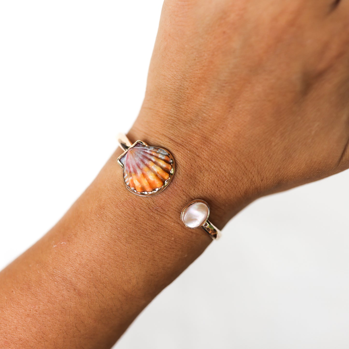 Gold Sunrise Shell and Mother of Pearl Cuff