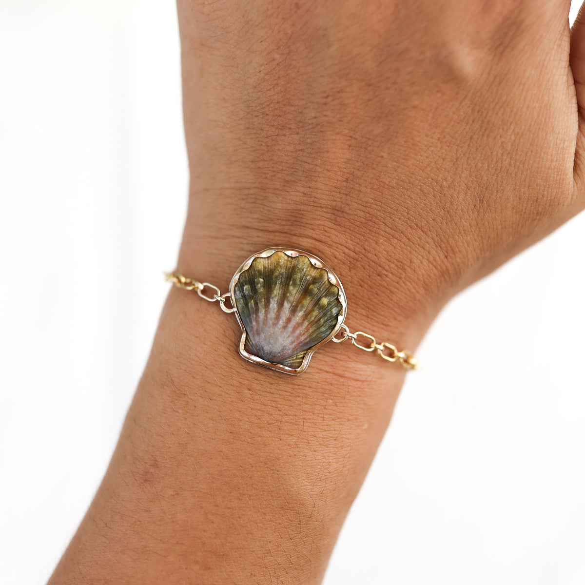 Gold Sunrise Shell Chain Cuff