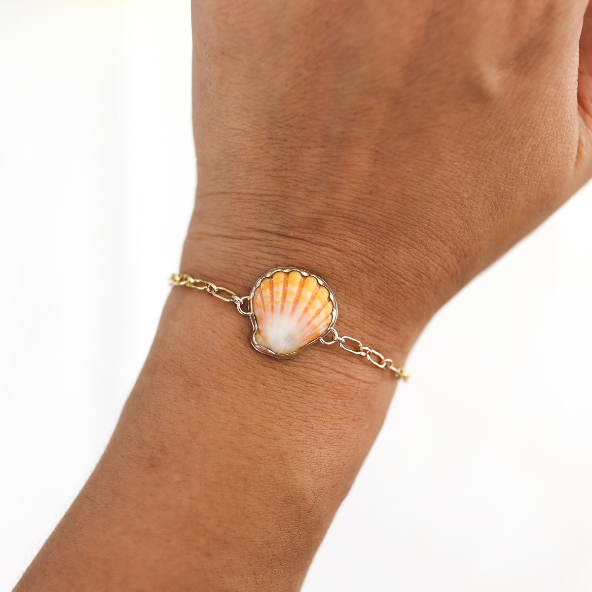 Gold Sunrise Shell Chain Cuff
