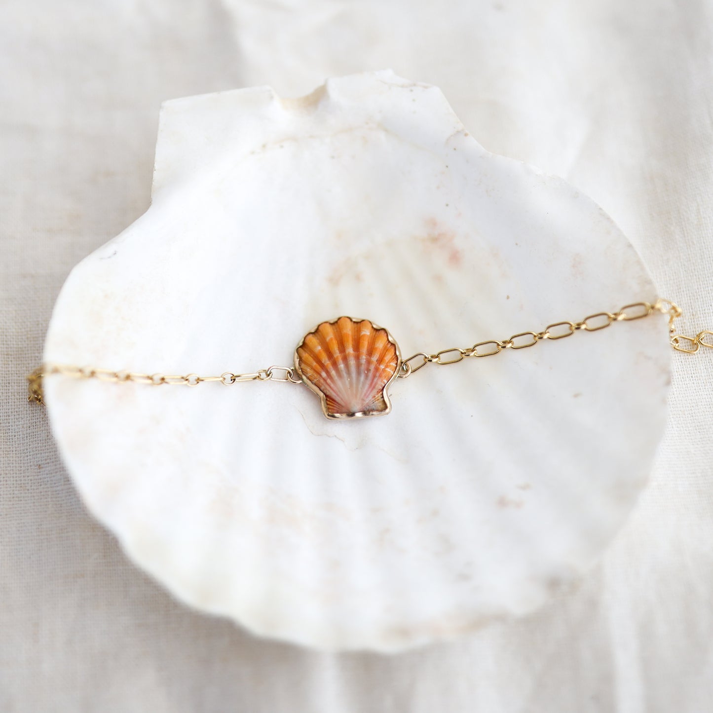 Gold Sunrise Shell Chain Cuff