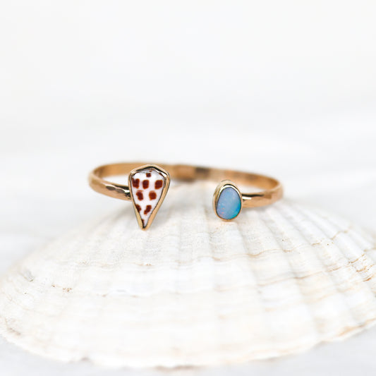 Gold Hebrew Cone And Australian Opal Cuff