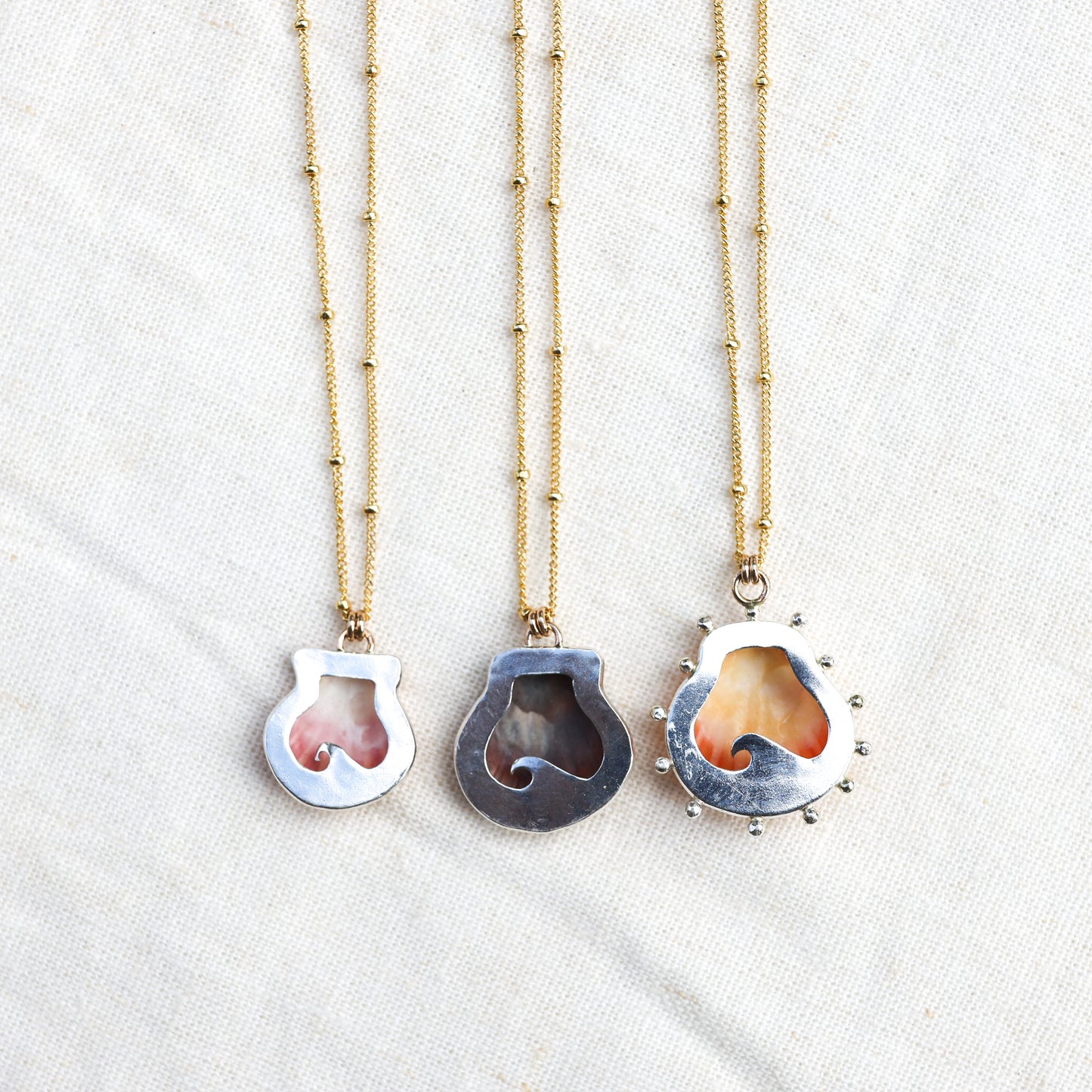Small Gold Bezel Sunrise Shell Necklace