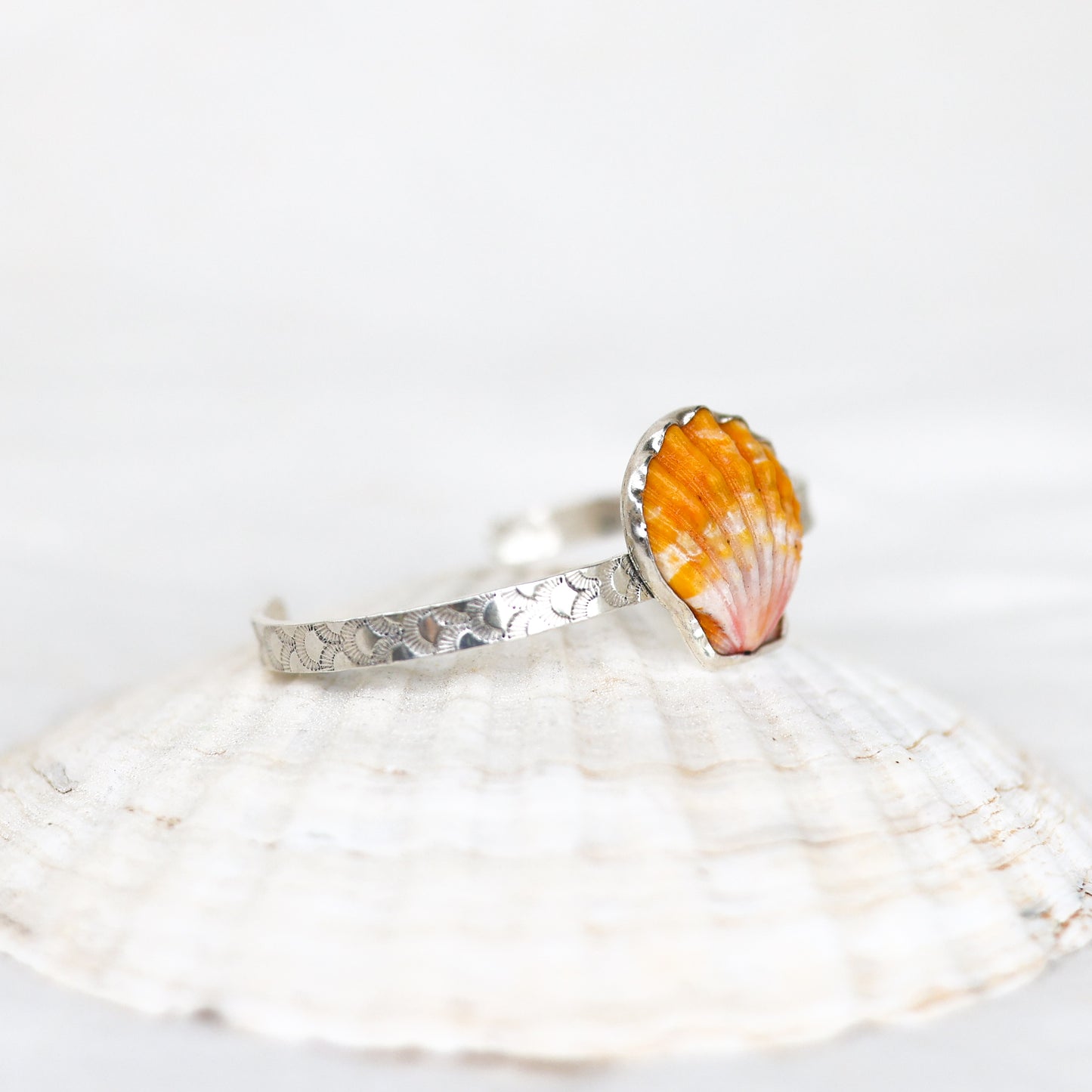Silver Sunrise Shell Mermaid Cuff