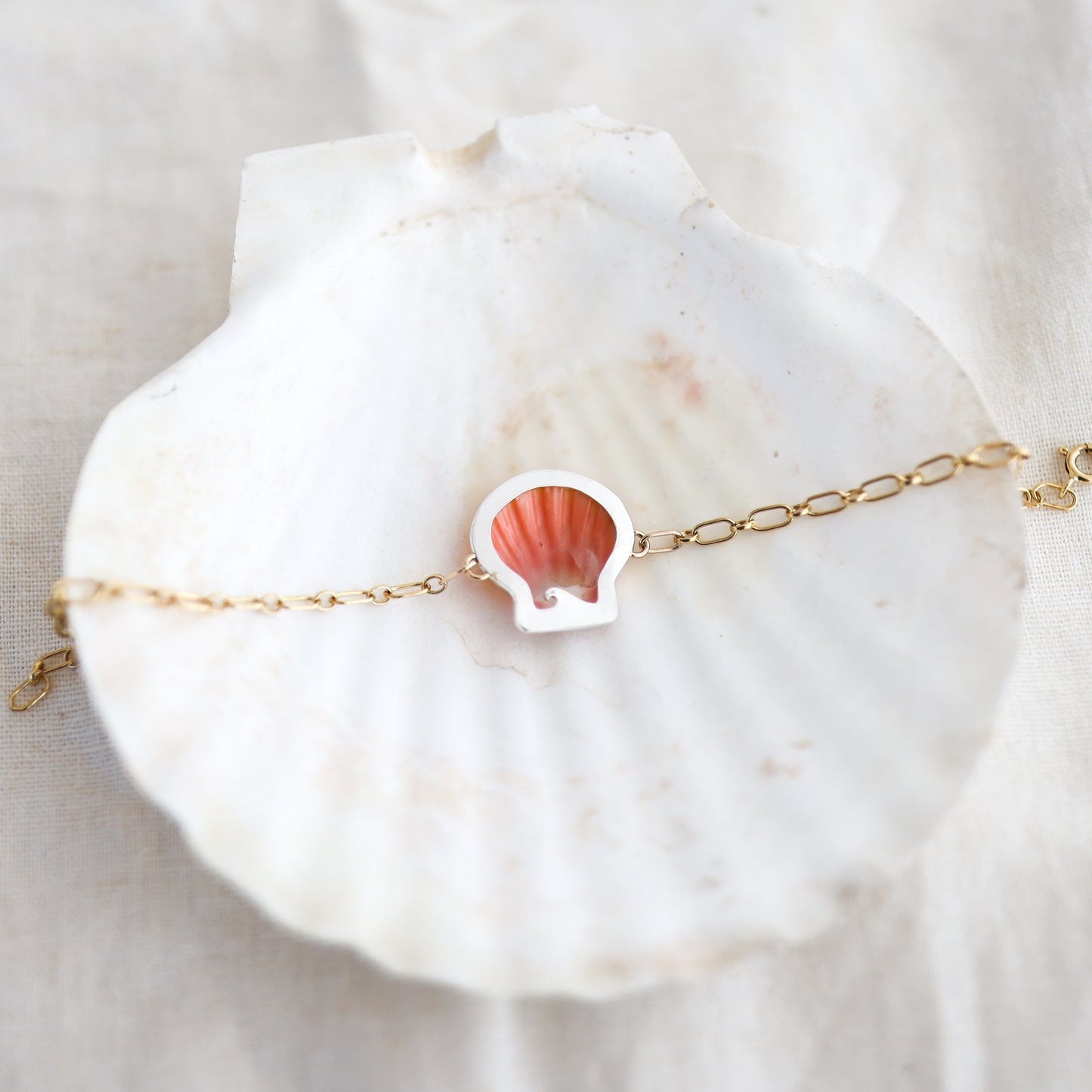 Gold Sunrise Shell Chain Cuff
