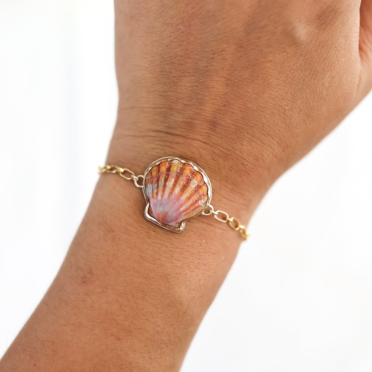 Gold Sunrise Shell Chain Cuff