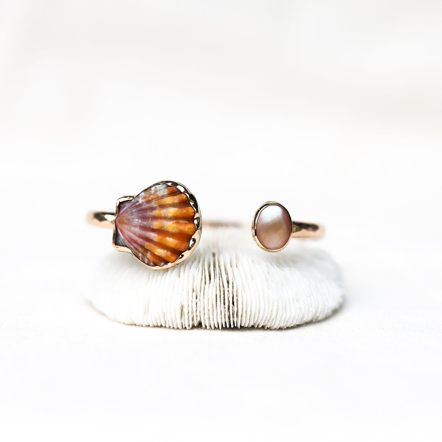 Gold Sunrise Shell and Mother of Pearl Cuff