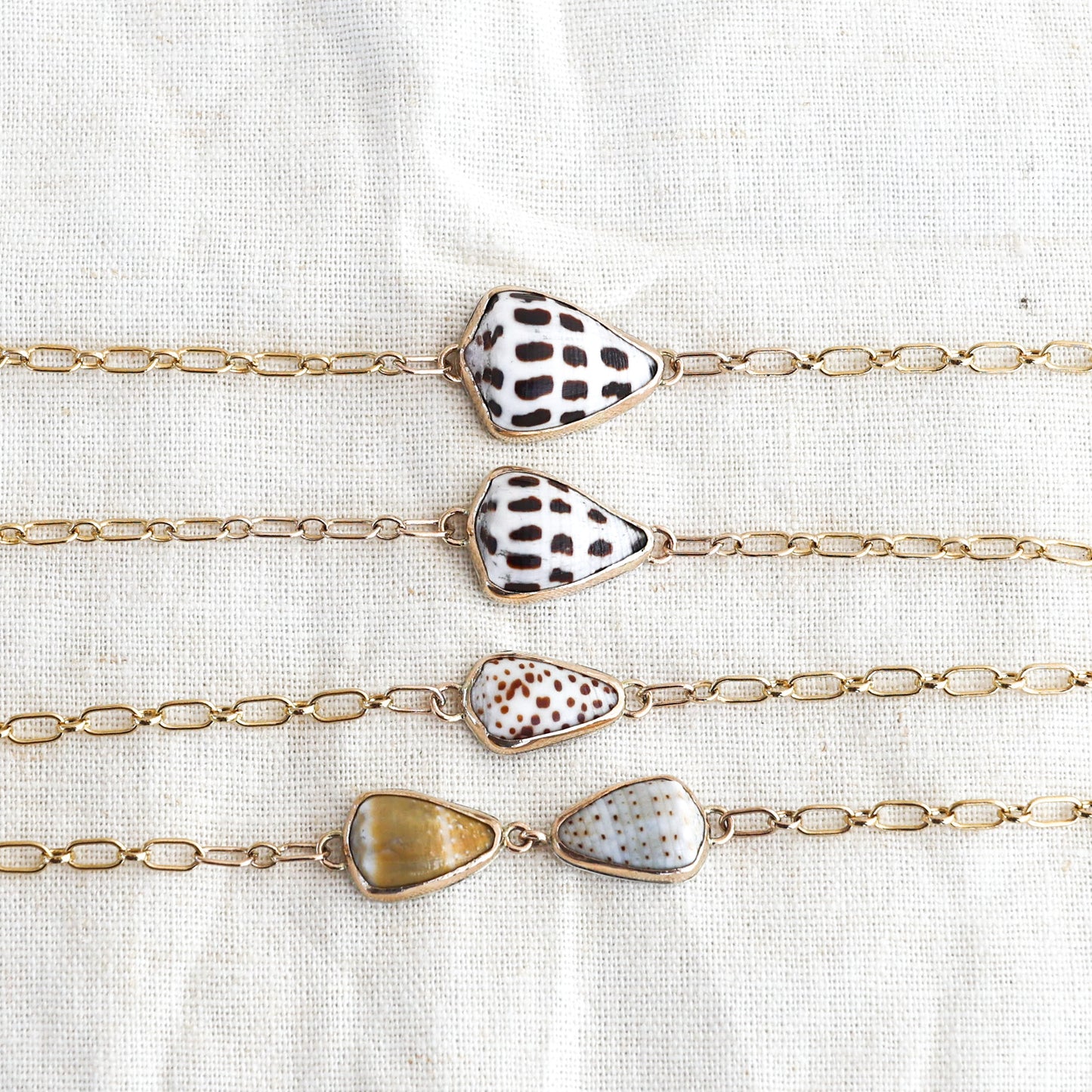 Gold Cone Shell Chain Bracelets