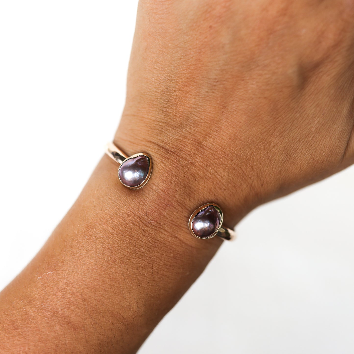 Gold Double Pink Edison Pearl Cuff