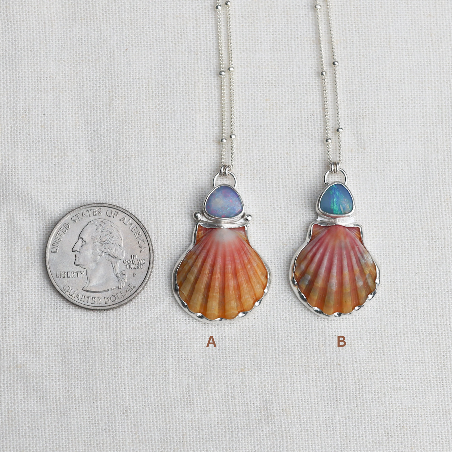 Silver Bezel Gem Sunrise Shell Necklaces