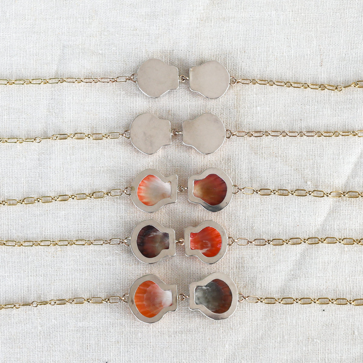 Gold Double Sunrise Shell Chain Cuff