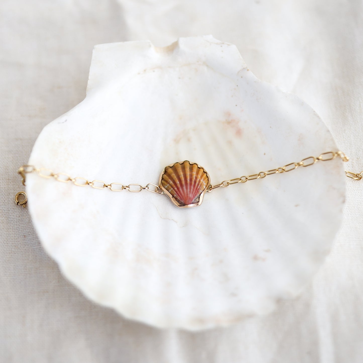Gold Sunrise Shell Chain Cuff