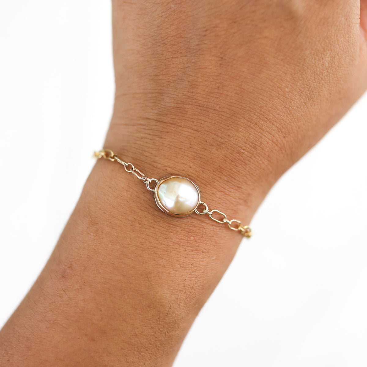 Gold Pearl and Shell Chain Bracelets
