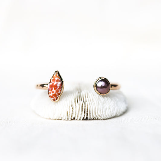 Gold Miter and Pink Edison Pearl Cuff