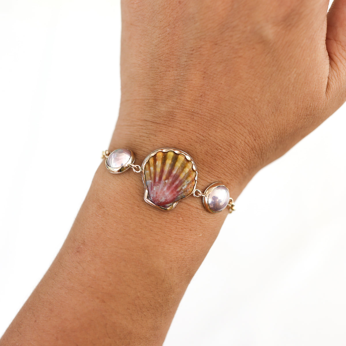 Gold Sunrise Shell Charm Chain Bracelets