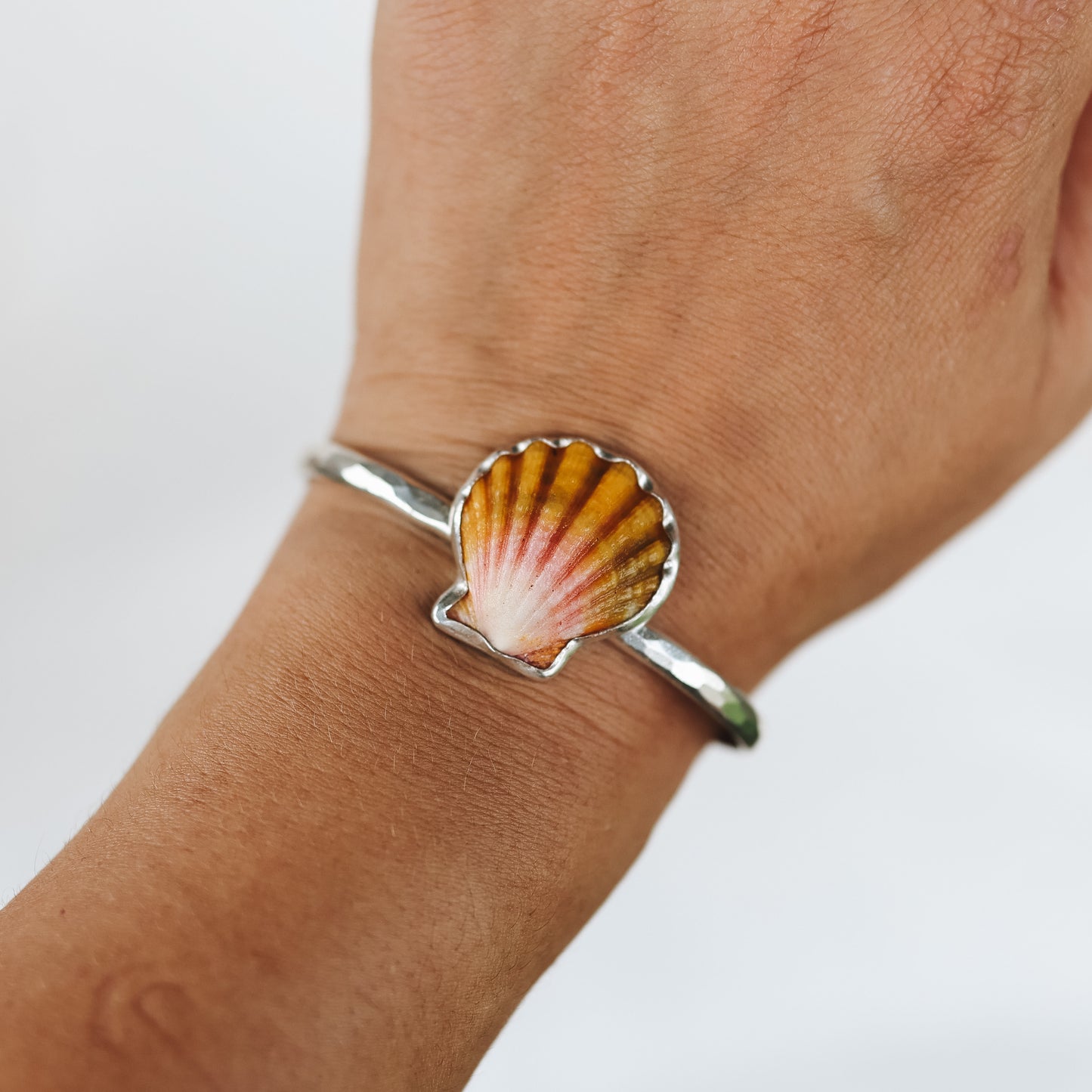 Silver Sunrise Shell Cuff