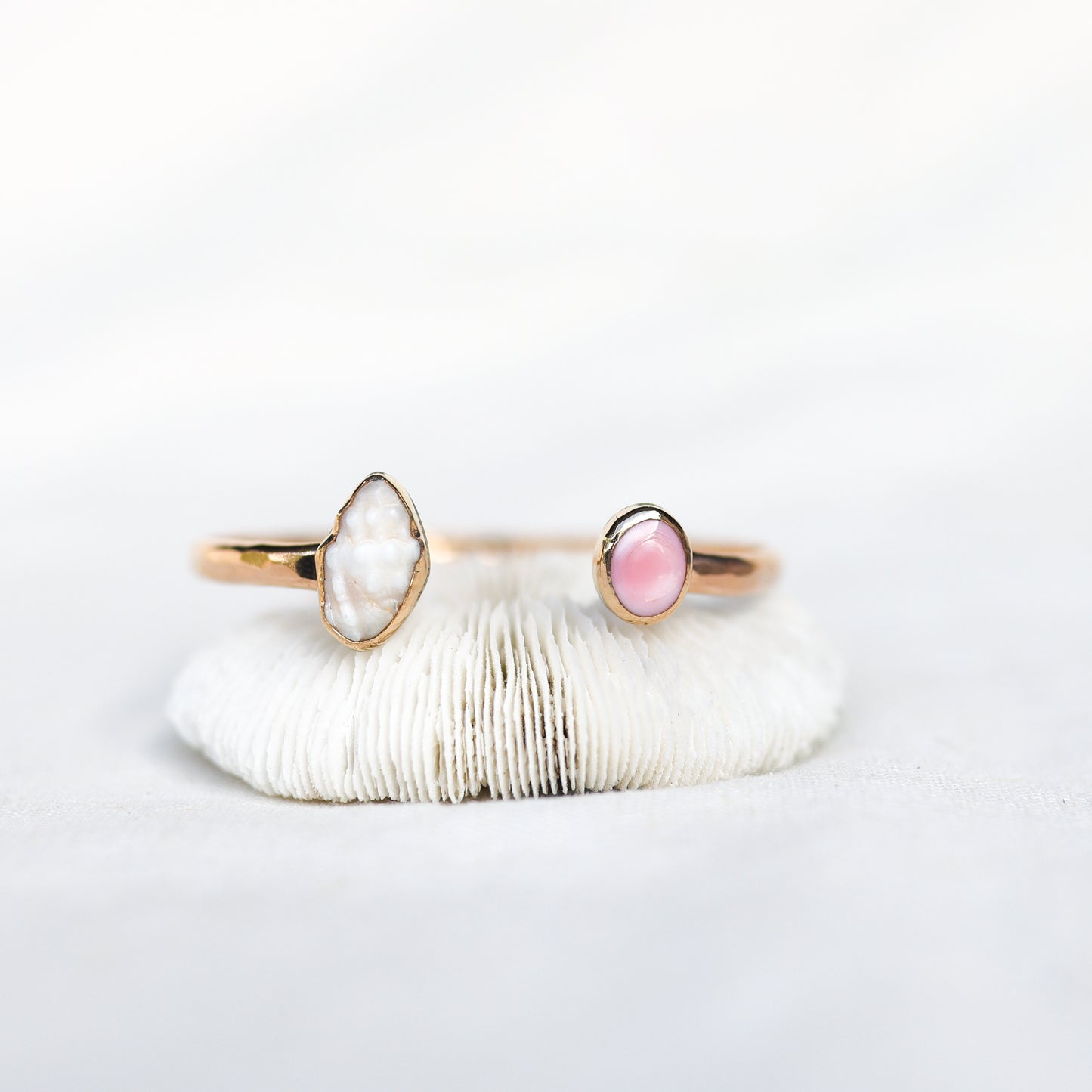 Gold Basket Shell and Pink Conch Cuff