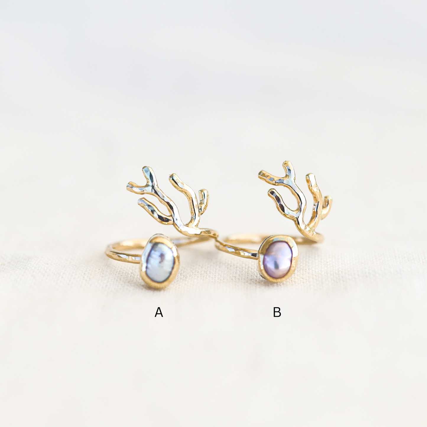 Gold Sz. 6 Coral Branch Rings