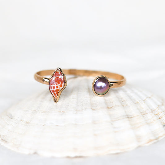 Gold Miter and Pink Edison Pearl Cuff