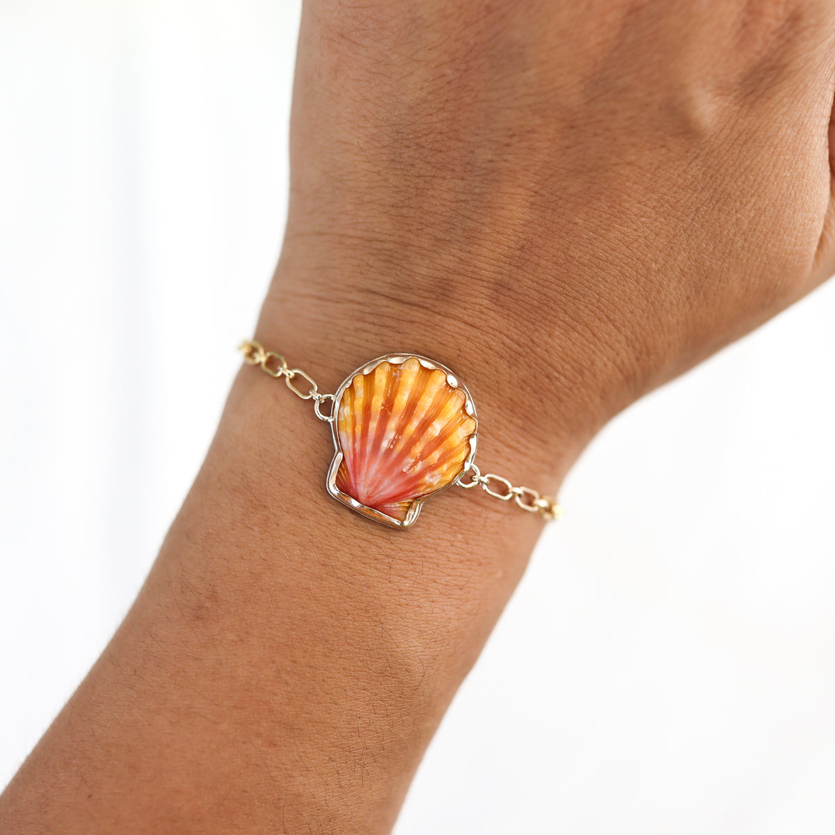 Gold Sunrise Shell Chain Cuff